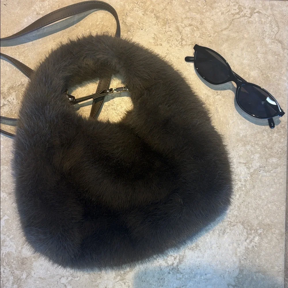 H&M Brown Faux Fur Shoulder Bag - Picture 8 of 8
